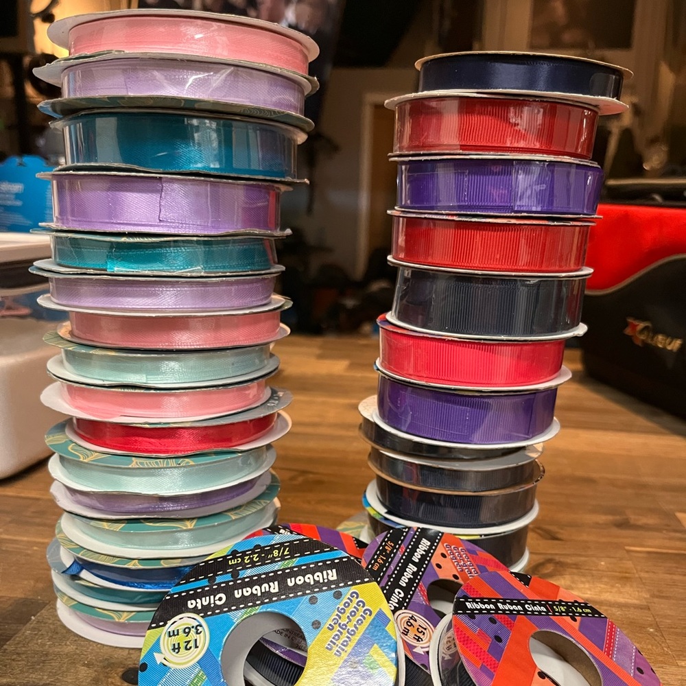 Crafters dream —- lot of colourful ribbons